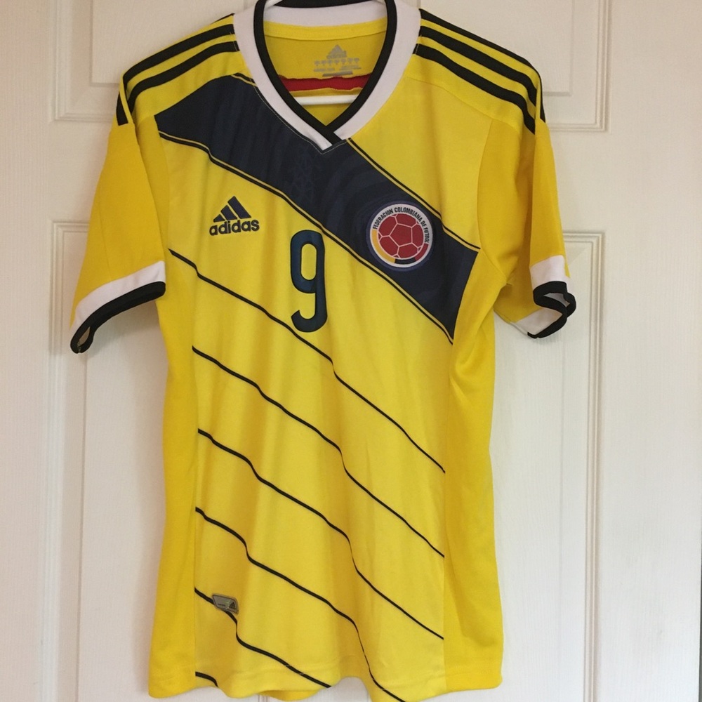 2014 Adidas Colombia Yellow Home Jersey #9 Falcao Size S Futbol Soccer World Cup